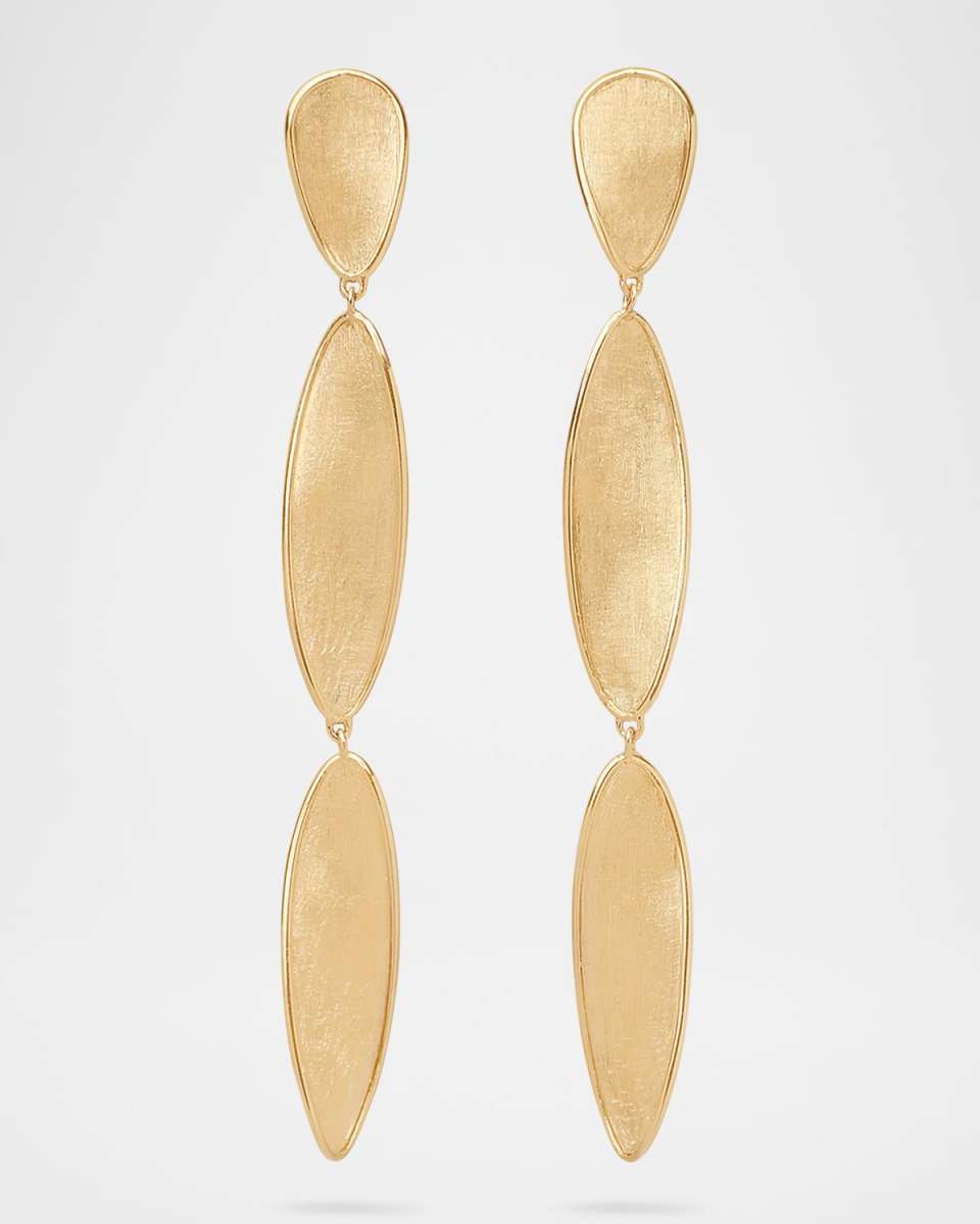 18K Yellow Gold Lunaria Twist Triple Drop Earrings